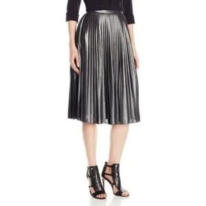 NWOT Ted Baker Midi Skirt Zainea Metallic Charcoal Gray Accordion Pleated 5 XL